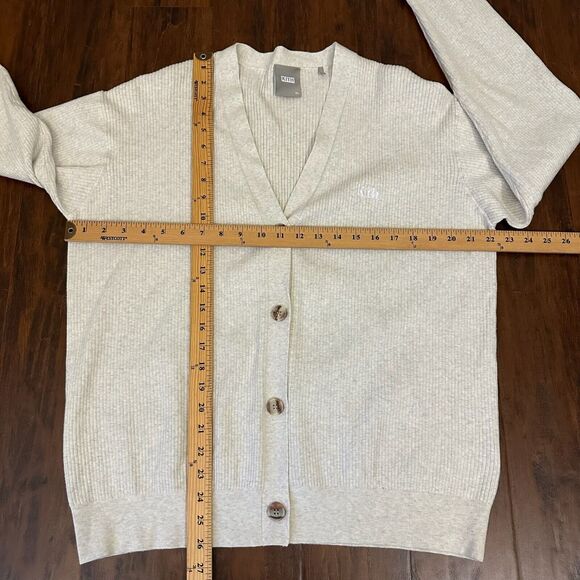 KITH W's Gemma Ribbed Knit Cardigan Sweater in Cream - Picture 13 of 14